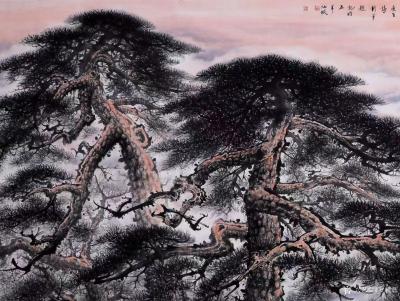 罗树辉日记-国画山水画松树云海系列作品之《天地清晖》，罗树辉画，石广生老师赋诗，金新宇老师题【图3】