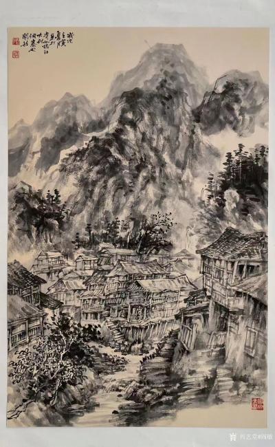 阎敏日记-国画山水写生作品《秋山晨韵》壬寅年新秋画於林县太行大峡谷。
確立山水畫創作寫意【图4】