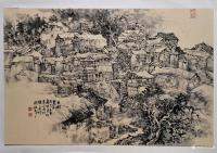 艺术家阎敏日记:貴州石阡樓上古寨寫生山水作品6幀《古村丽日》《云烟古村》，壬【图0】