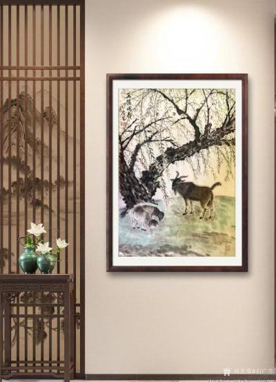 石广生日记-拟方师笔意，得画《三阳开泰》，又吟一诗，延伸画外之意。诗曰：
杨柳清风暖意深，【图3】