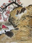 石广生日志-国画《龟兔赛跑》，壬寅年初秋，石广生画并题。
小兔中途被隔【图2】