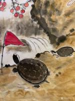 艺术家石广生日记:国画《龟兔赛跑》，壬寅年初秋，石广生画并题。
小兔中途被隔【图3】