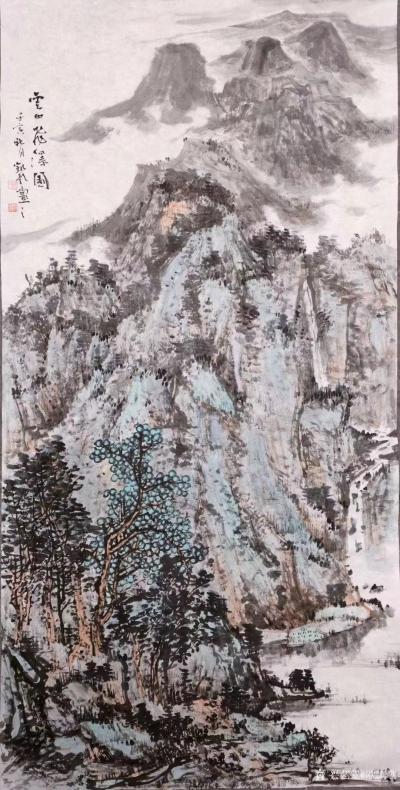 欧凯歌日记-国画山水画《云山飞瀑图》，壬寅年秋月欧凯歌画。
在得到长沙市美协副主席易衡卫，【图1】