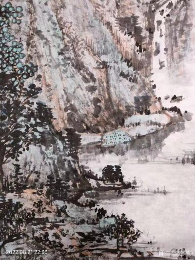 欧凯歌日记-国画山水画《云山飞瀑图》，壬寅年秋月欧凯歌画。
在得到长沙市美协副主席易衡卫，【图3】