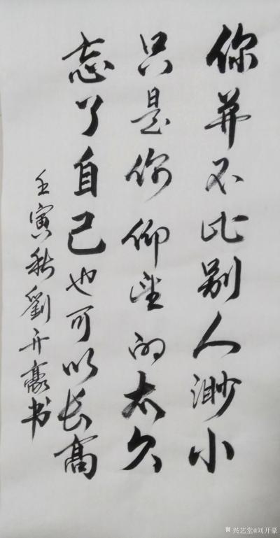 刘开豪日记-《你并不比别人渺小》书法   你并不比别人渺小，只是你仰望的太久了，忘了自已也可【图1】