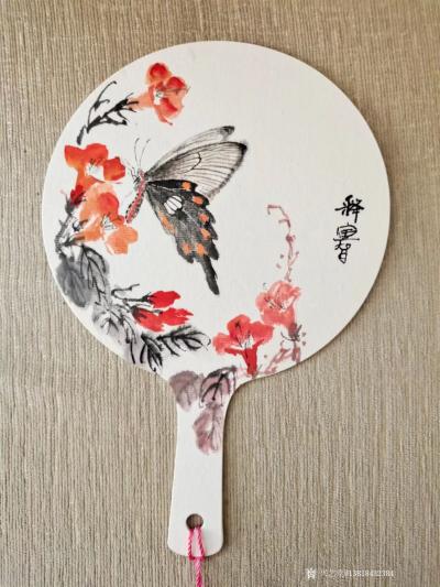 寅智居士日记-国画团扇花鸟画作品【图1】