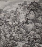 艺术家郑诚日记:国画水墨山水画作品两幅，分享品鉴。
一轮明月照古今，万千诗【图1】