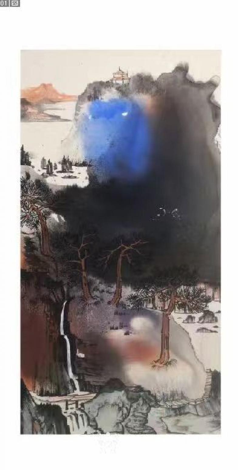 任振山国画作品《泼彩-求真》