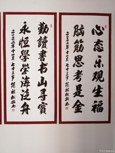 陈祖松日记-隶书书法：龙游四海风顺水，凤闯五洲劲冲天。飞奔远程志神往，舞出奇迹心梦圆。【图5】