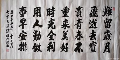 陈祖松日记-行楷书法：难留岁月飞逝去，宝贵青春不重来。美好时光全利用，人勤做事早安排。【图1】