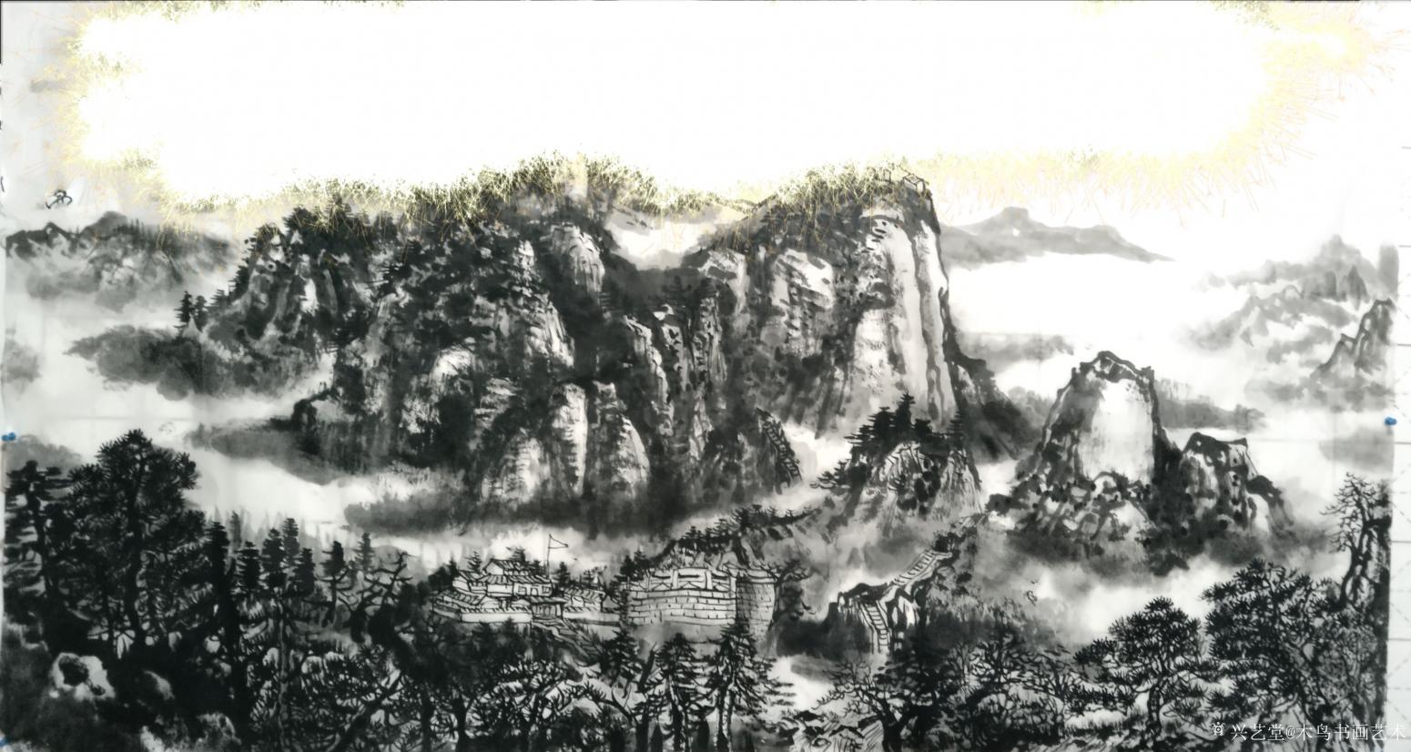 木鸟书画艺术国画作品《山水-泰山雄姿》【图0】