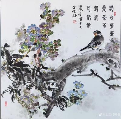 李伟强日记-国画花鸟画斗方《独占芬芳图》等八幅作品，壬寅年冬月李伟强画。
宣卡拙作，十一月【图1】