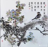艺术家李伟强日记:国画花鸟画斗方《独占芬芳图》等八幅作品，壬寅年冬月李伟强画。【图0】