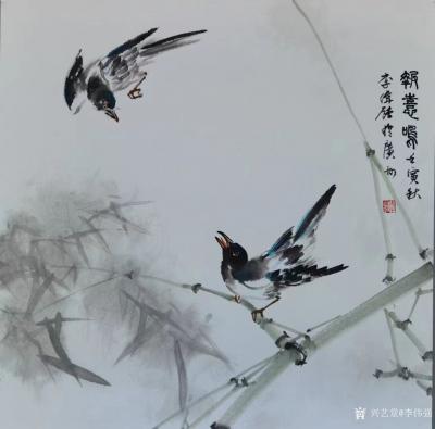 李伟强日记-国画花鸟画斗方《独占芬芳图》等八幅作品，壬寅年冬月李伟强画。
宣卡拙作，十一月【图7】