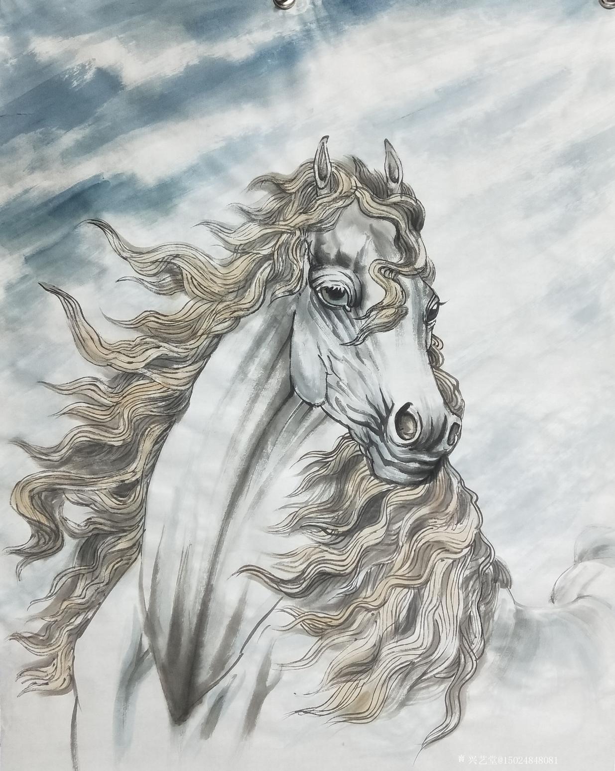 15024848081国画作品《梦中的長鬃》
