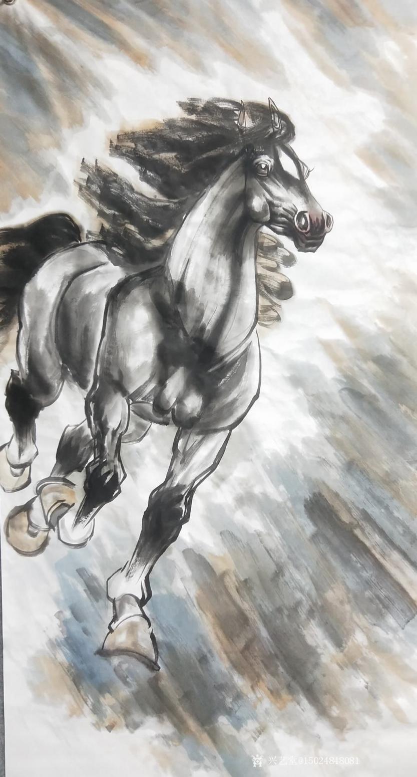 15024848081国画作品《雄风》