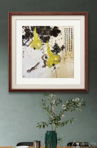石广生日记-周末戏墨，山风兄画葫芦，余添松鼠，并题诗补白。诗曰：
七绝 自题葫芦松鼠图
【图3】