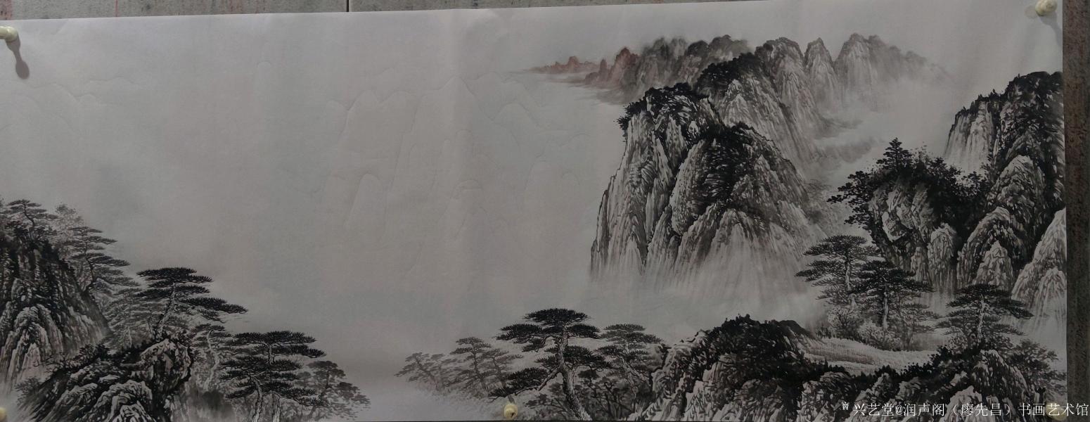 润声阁（廖先昌）书画艺术馆国画作品《溪山叠翠》【图1】