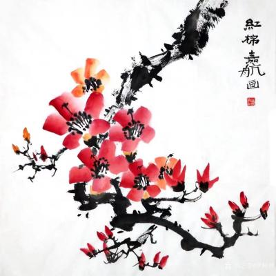 罗树辉生活-教外孙画红棉花。是完成学校的任务。外孙很聪明，有慧根！很棒！【图1】