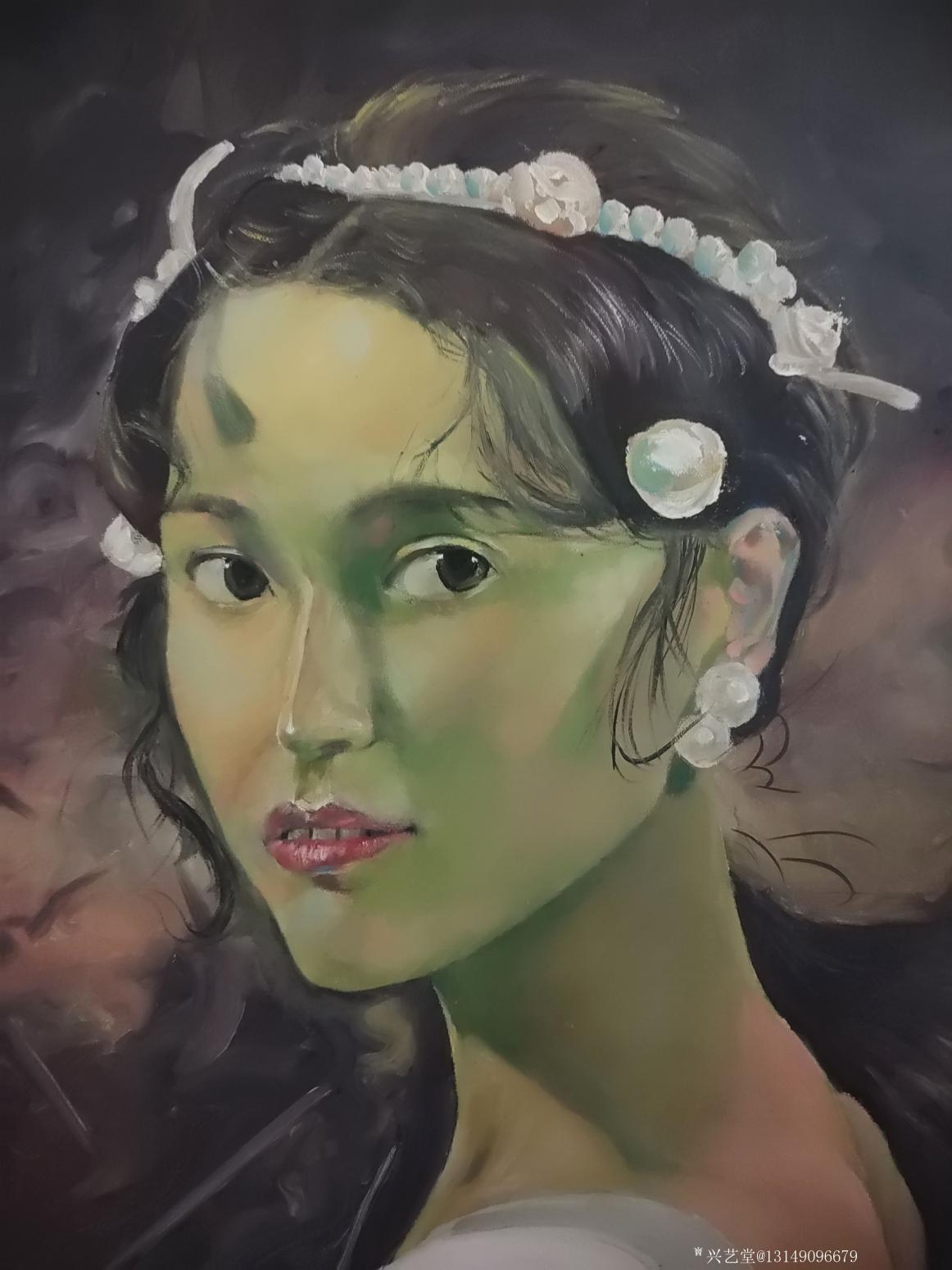 13149096679油画作品《美女》【图0】