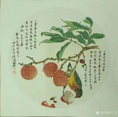 石广生日记-国画花鸟画《雀戏红荔图》
儒谦兄日间整理画箧，无意间翻出数年前与吾合作小品。团【图2】