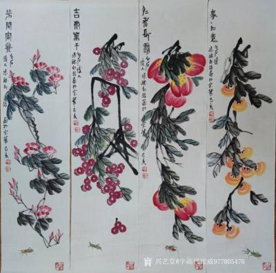 字画代理威977805476日记-齐白石派系朴喆老师四条屏欣赏【图1】