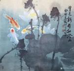王正明日志-国画彩墨画荷花系列作品《池中锦鲤戏莲蓬》《藕叶如云鱼误伞》6【图2】