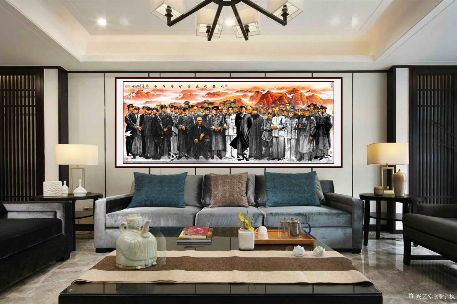 潘宁秋国画作品《人类珍友爱世界仰和平》