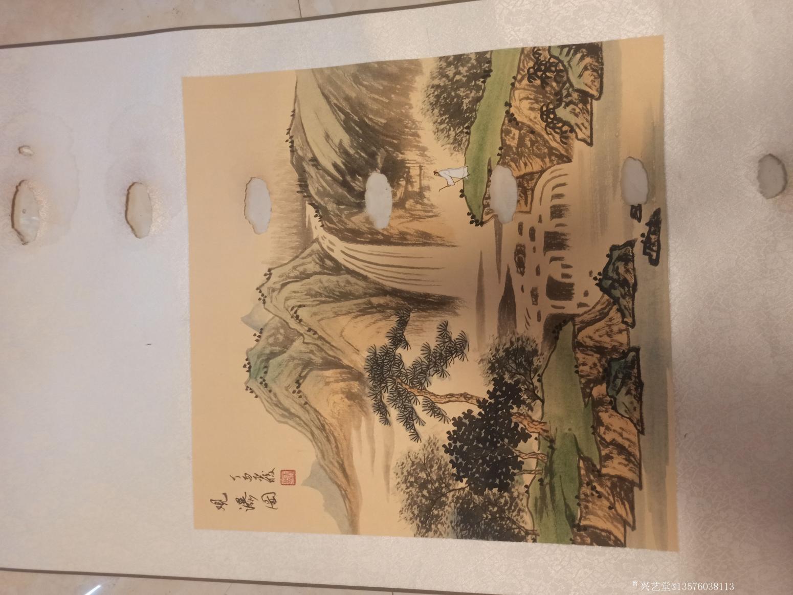 13576038113国画作品《观瀑图》【图1】