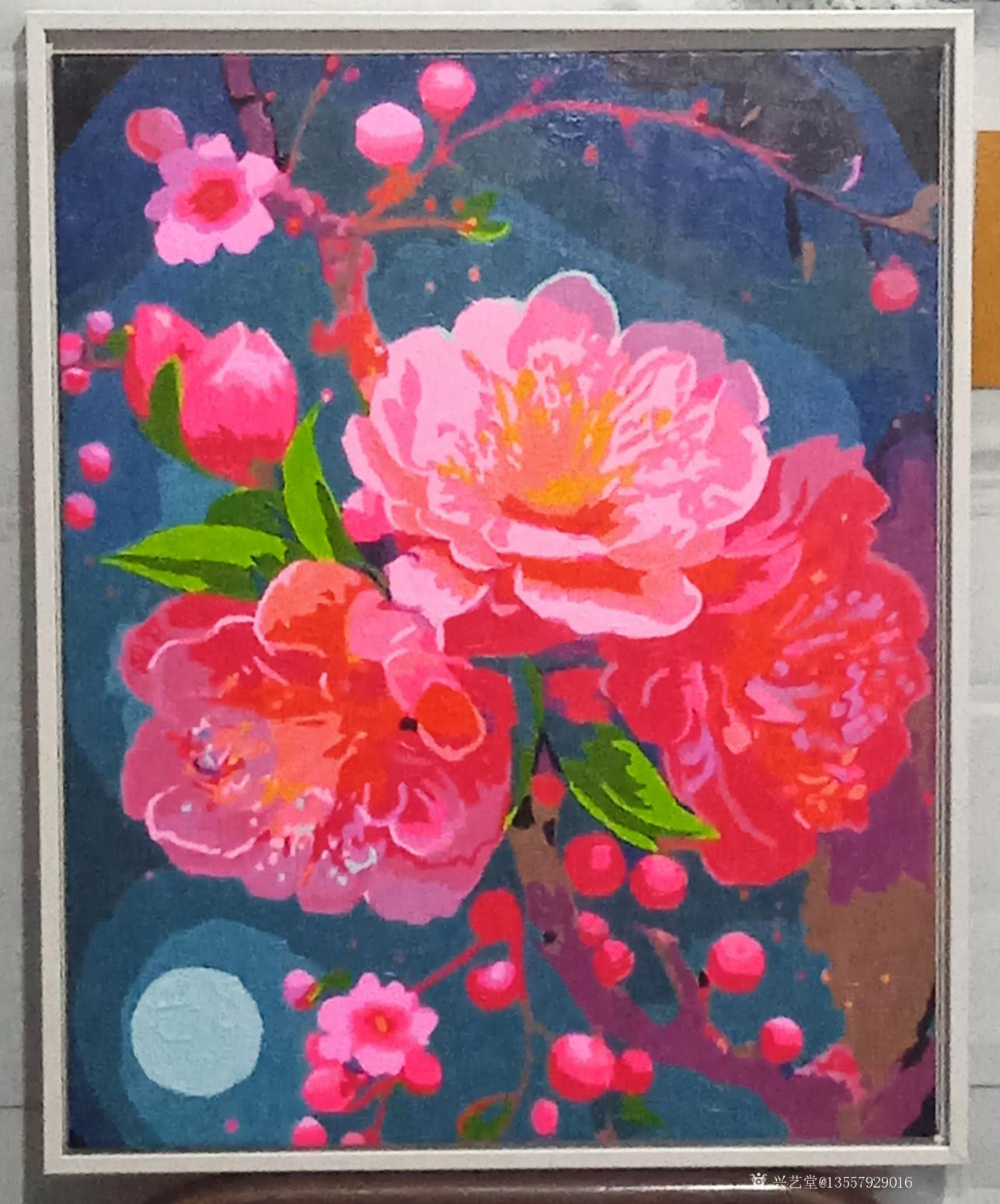 13557929016油画作品《故乡的桃花(已裱框)》