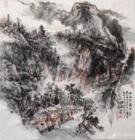 艺术家阎敏日记:国画版画《峡谷深处有人家》，阎敏葵卯年画於深圳宝安，素材来源【图0】