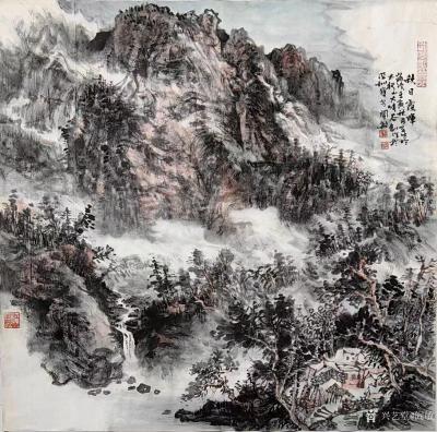 阎敏日记-国画版画《峡谷深处有人家》，阎敏葵卯年画於深圳宝安，素材来源太行山大峡谷。
国【图2】