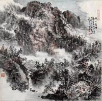 艺术家阎敏日记:国画版画《峡谷深处有人家》，阎敏葵卯年画於深圳宝安，素材来源【图1】