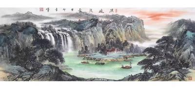 袁峰日记-国画山水画，袁峰葵卯年作品：《奔流不息》《源远流长》长城《雄风万里》《鸿业千秋》【图2】