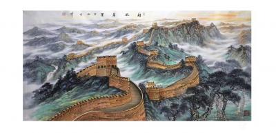 袁峰日记-国画山水画，袁峰葵卯年作品：《奔流不息》《源远流长》长城《雄风万里》《鸿业千秋》【图3】