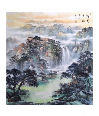 袁峰日记-国画山水画，袁峰葵卯年作品：《奔流不息》《源远流长》长城《雄风万里》《鸿业千秋》【图4】