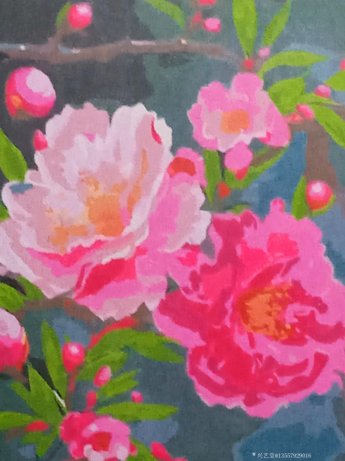 13557929016油画作品《绽放桃花(已裱框)》【图2】