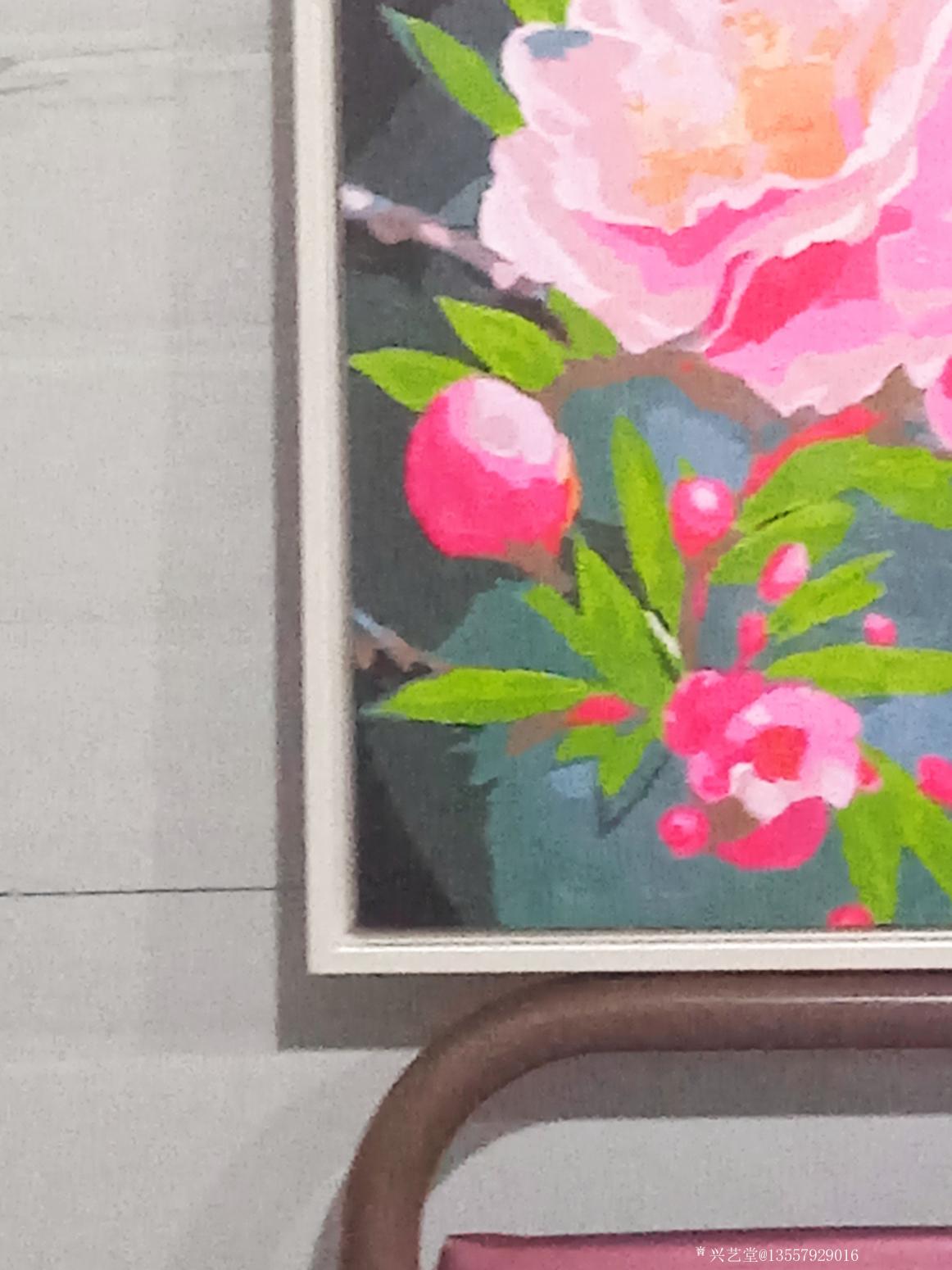 13557929016油画作品《绽放桃花(已裱框)》【图3】