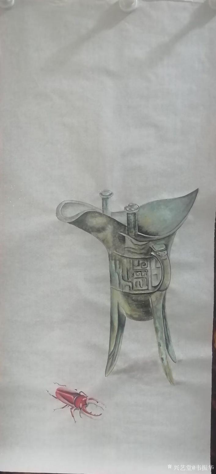 韦振华国画作品《古董》