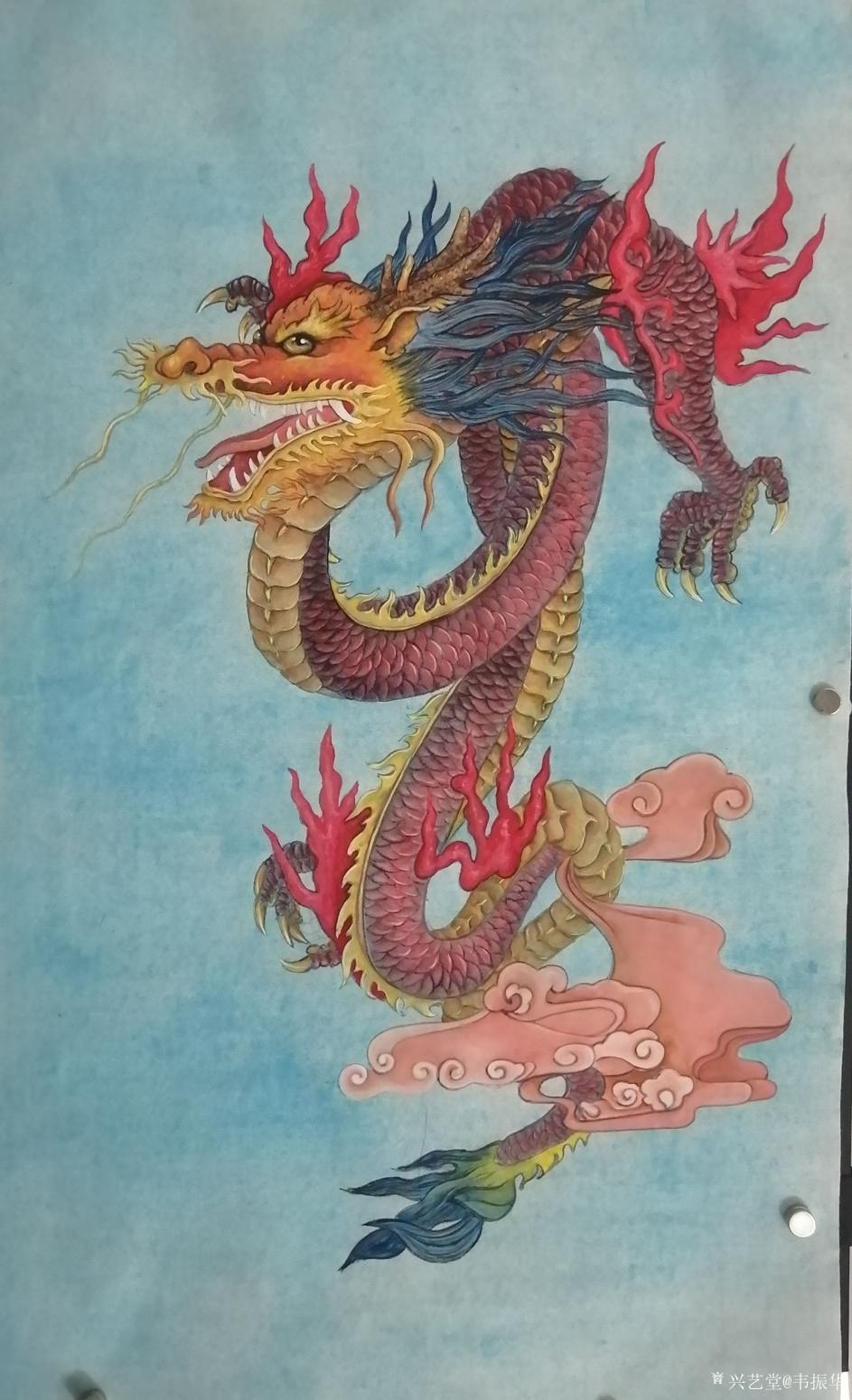 韦振华国画作品《飞龙在天》