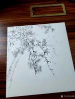 艺术家马晓薇日记:工笔素描，拟李成笔意。【图1】