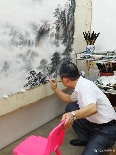 罗树辉日记-国画山水画《云海苍松》，300Cm*126 Cm大画在创作中。【图3】