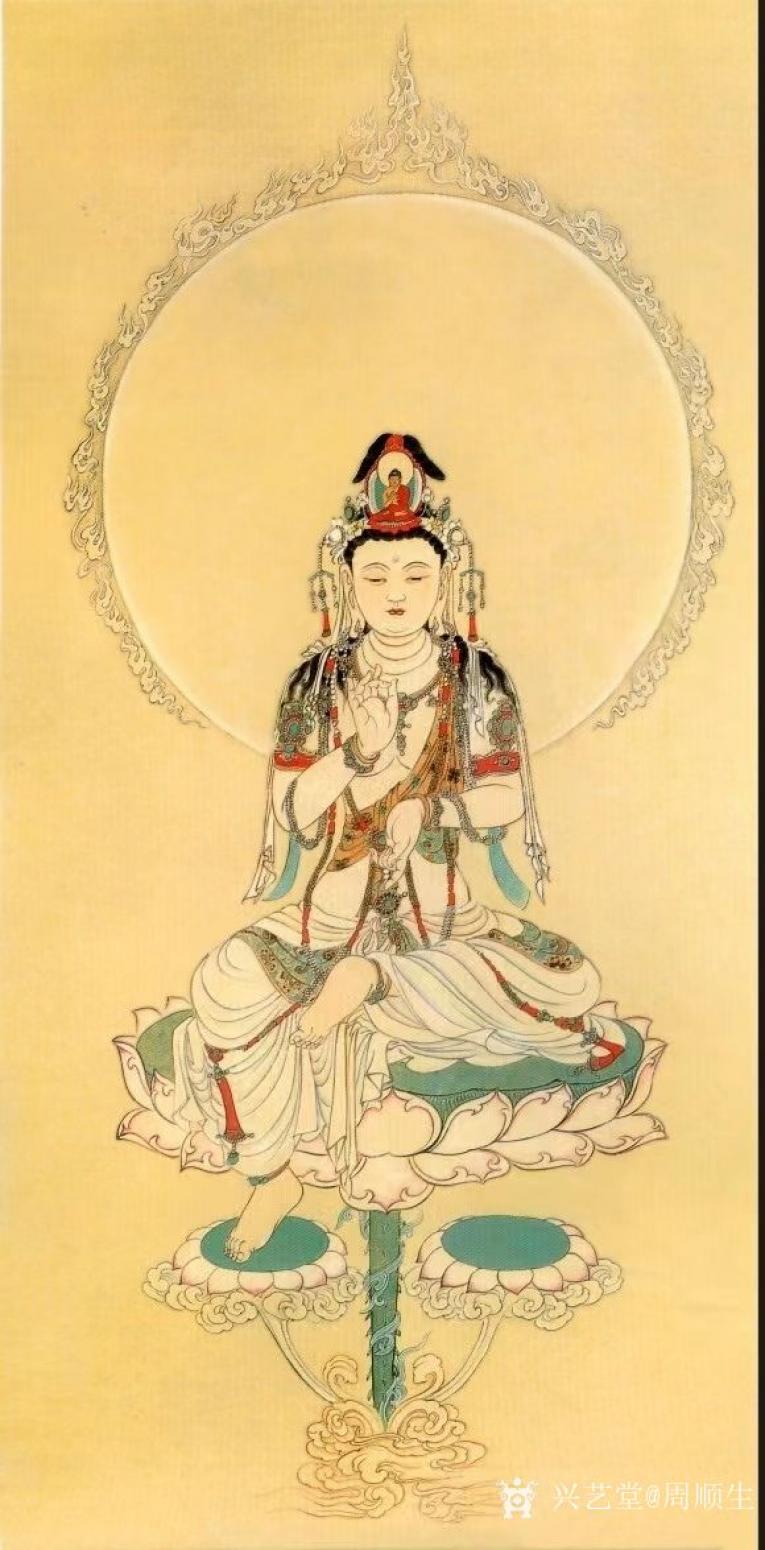 周顺生国画作品《四尺滴水观音欣赏》
