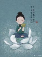 艺术家刘晓宁日记:香香治愈系插画：《各自因果各自了，各自修行各自好。》
香香【图0】