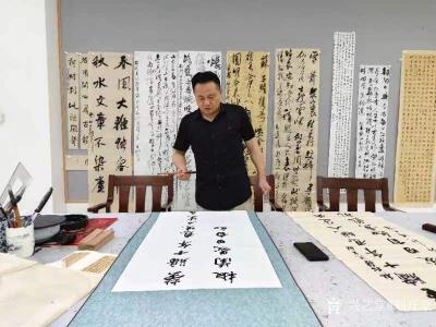 刘开豪日记-湖南省常德市书协主席李泽民挥毫泼墨【图1】