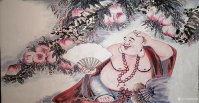 尚建国日记-国画人物画《瑶池仙桃添福增寿》，弘慈(尚建国）葵卯年仲秋画。
入秋风景依旧，岁【图1】