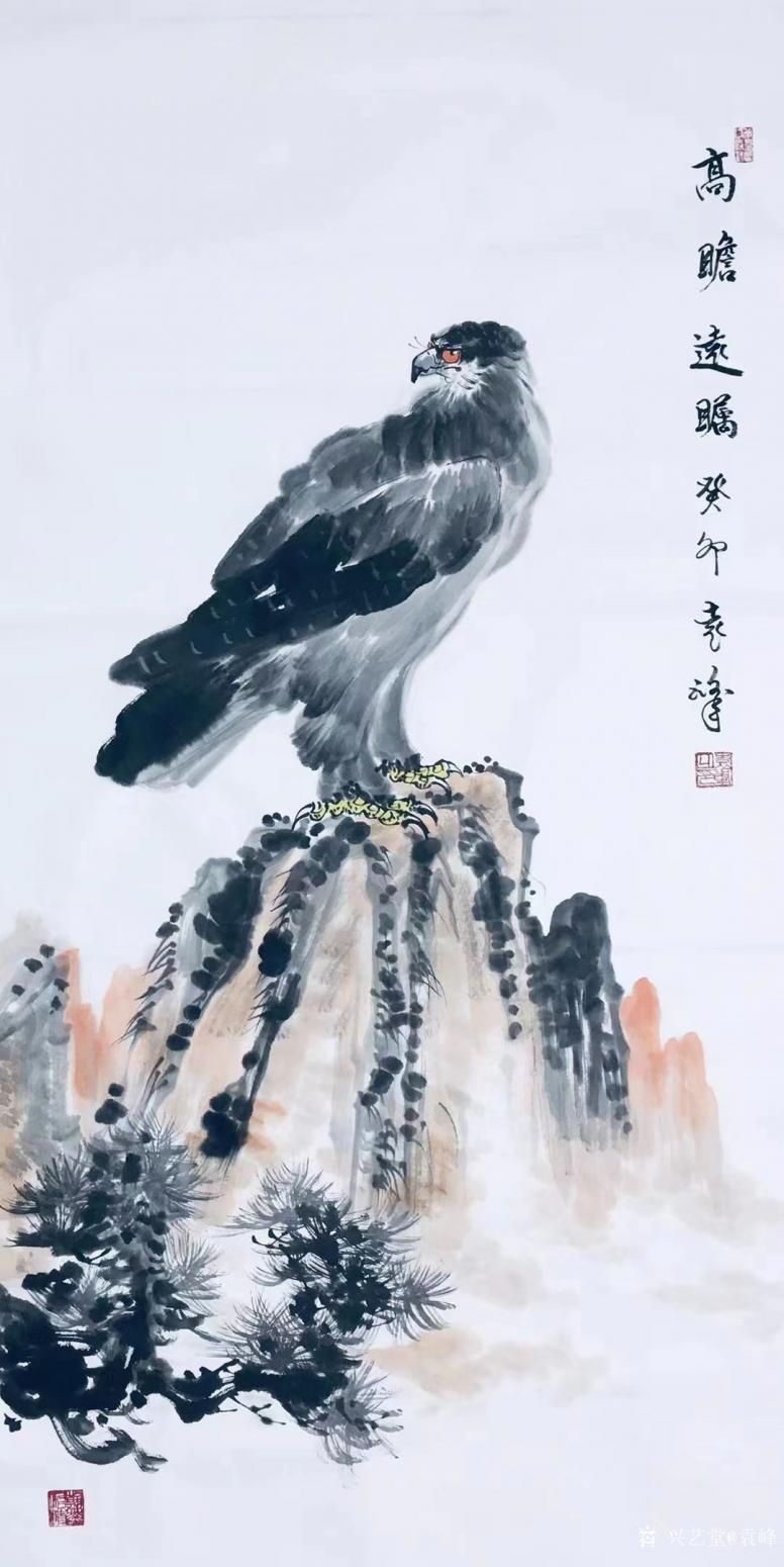 袁峰国画作品《鹰-高瞻远瞩》