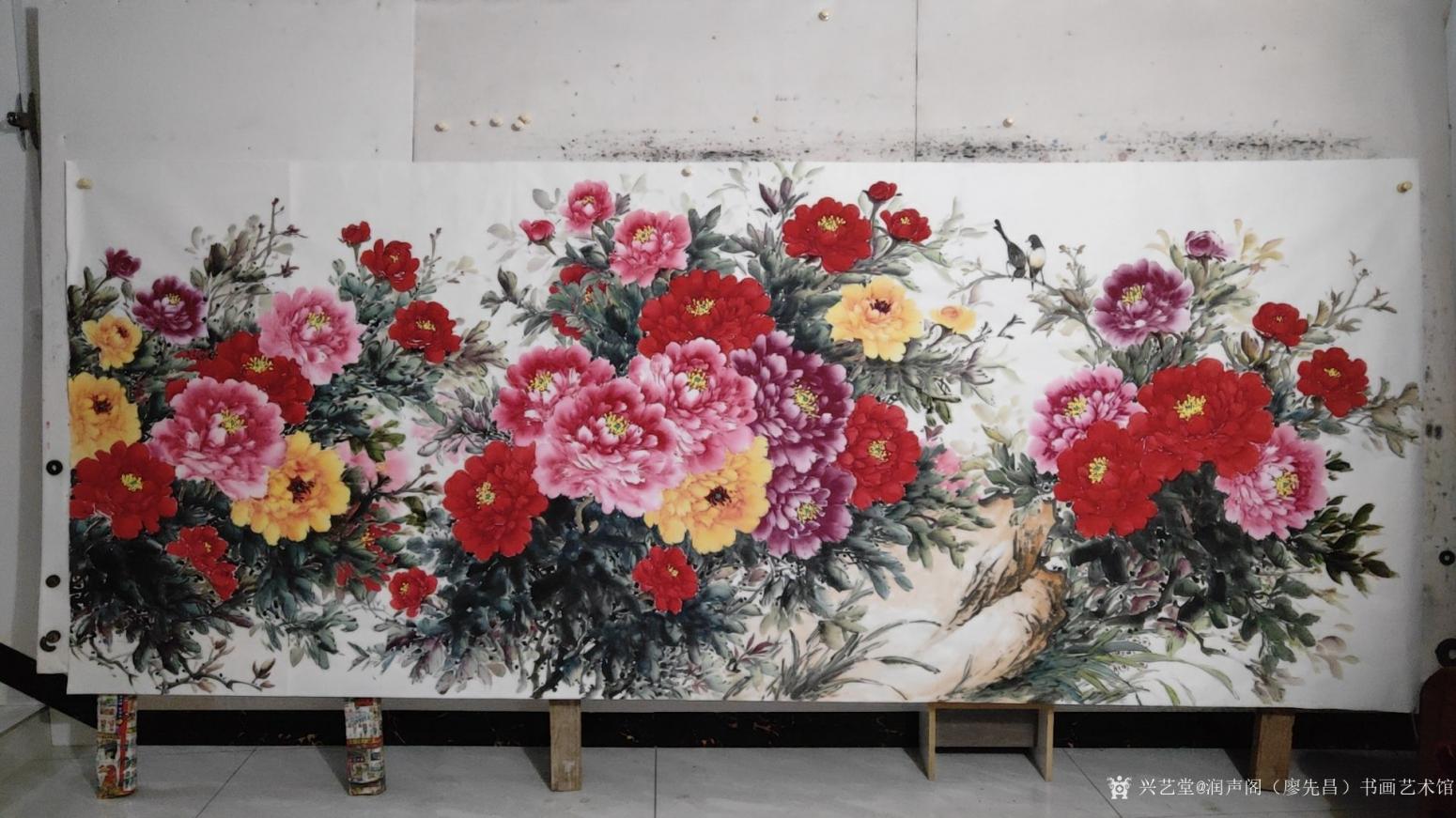 润声阁(廖先昌)书画艺术馆国画作品《花开富贵》【图0】