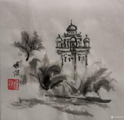 怀羽日记-怀羽 水墨碉楼 国画  大写意画【图1】