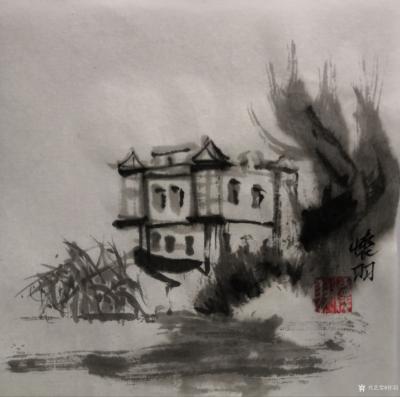 怀羽日记-怀羽 水墨碉楼 国画  大写意画【图3】
